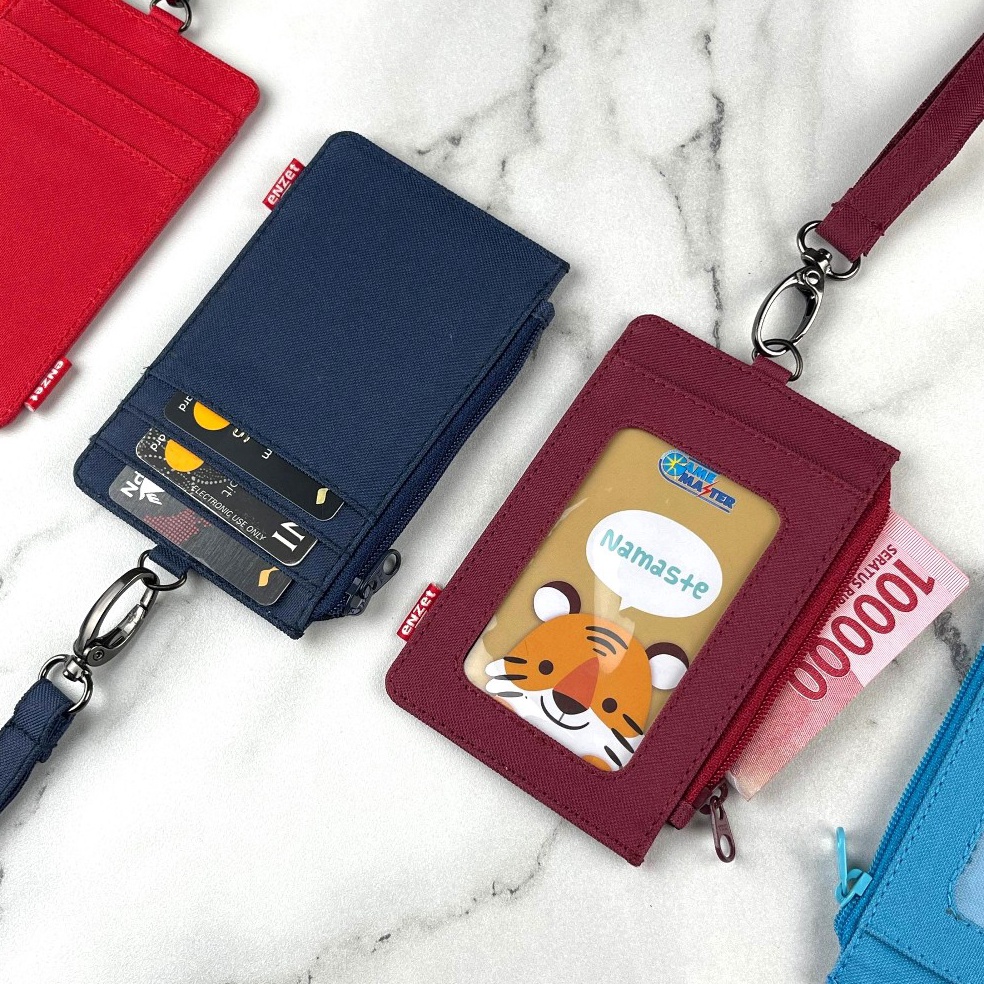 

Dijamin Asli ID card holder hanging wallet name tag kartu lanyard zipper kain kanvas polos