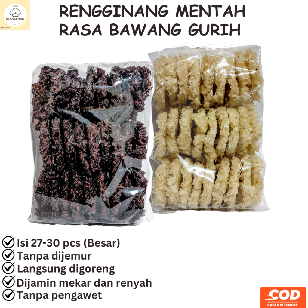 

Rengginang Mentah Ketan Asli Rasa Bawang Gurih Renyah Isi 27-30 Pcs Besar Kemasan 500 Gram Dijamin Mekar Siap Goreng