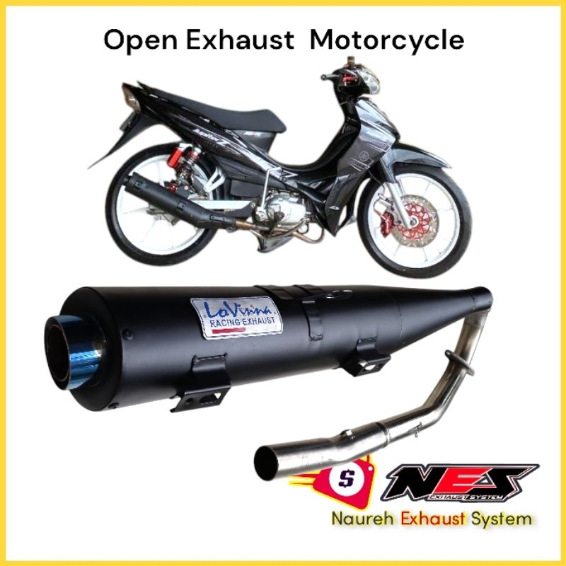 Knalpot LOVINNA Racing, Knalpot model Tusuk Gigi, Full set Knalpot Motor Vega, Jupiter z, Jupiter Z1