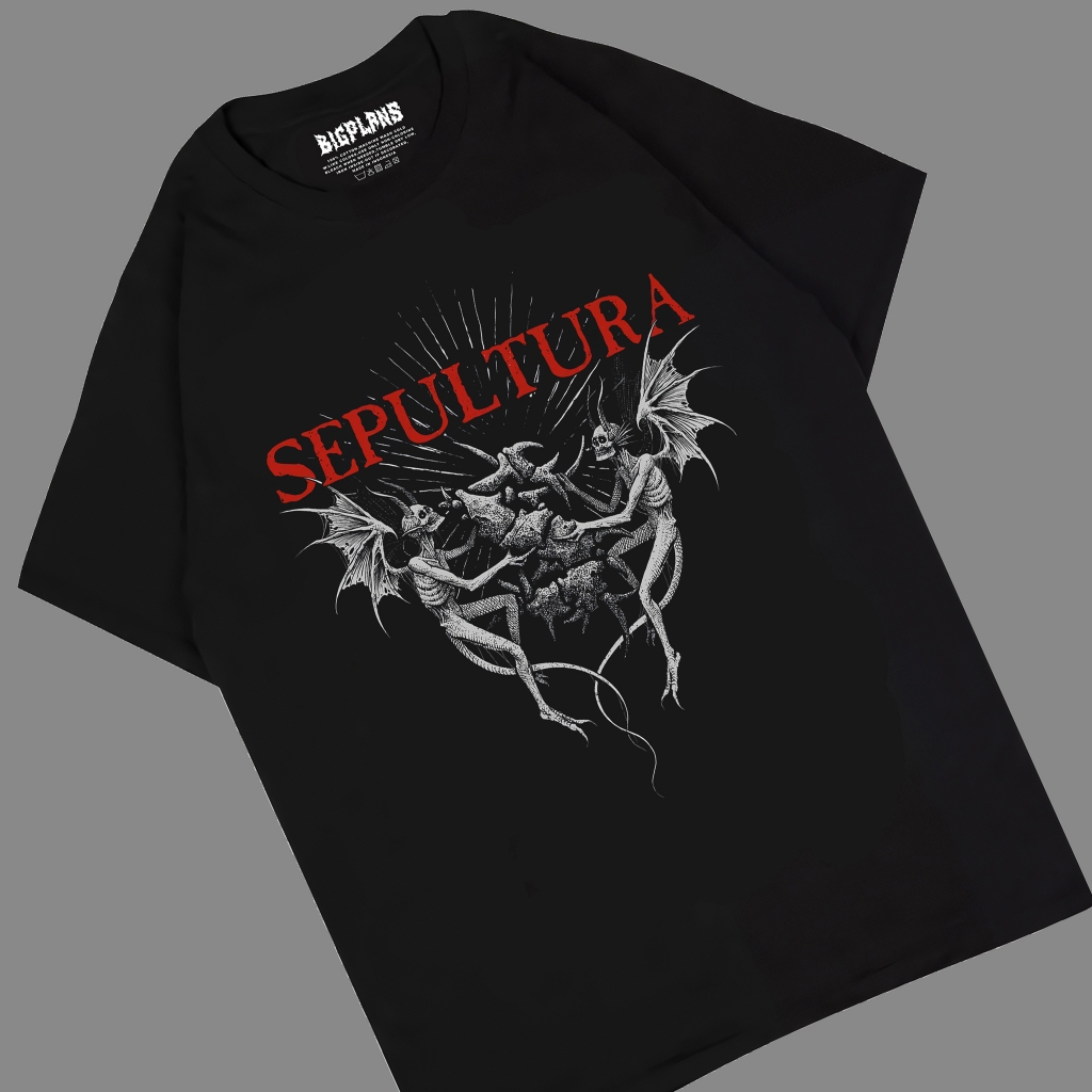 KAOS SEPULTURA - DUA TENGKORAK BERSAYAP / KAOS BAND METAL SEPULTURA / KAOS DISTRO MUSIK BAND