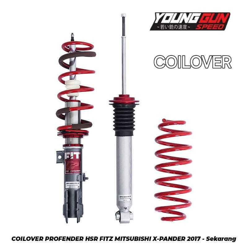 coilover provender HSR buat mobil xpander 2017 ke atas + lowering kit red