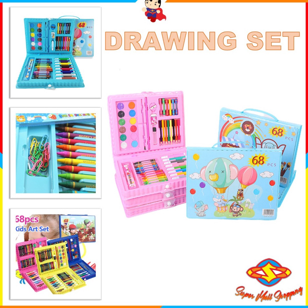 

Lebih Berkualitas SMS Drawing Set 68Pcs Oil Pastel Crayon 68 IN 1 Set Krayon Mewarnai dan Melukis Lengkap dengan Cat Air Alat Mewarnai Anak Anak Bentuk Koper