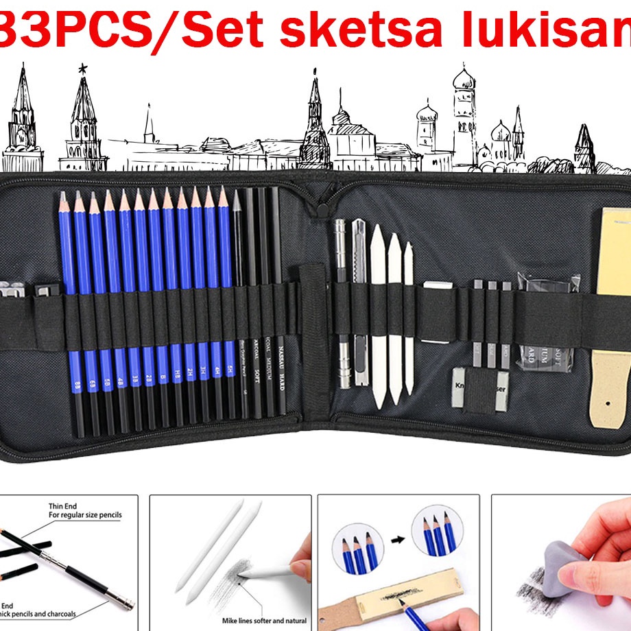 

Best Now 33PCSSet Sketch Pencil Pisau Penghapus dan Pensil Gambar untuk Keperluan Sekolah Pencil Drawing Set