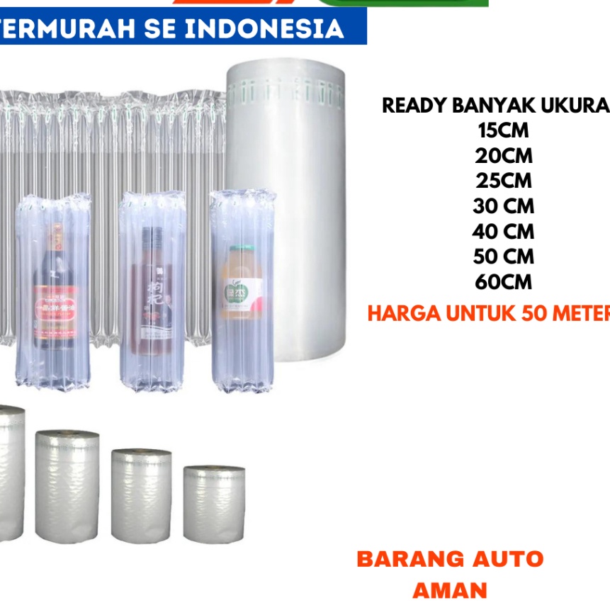 

KI3 Air Cushion Poly Air bubble wrap Ukuran 6 cm x 5 meter