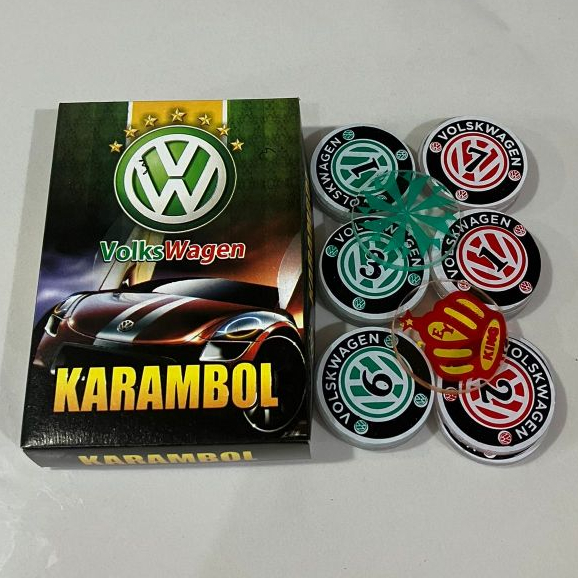 Biji Karambol Tebal 3 mm Motif VW VolksWagen / Random | koin krambol satu lapis original | 1 set bua