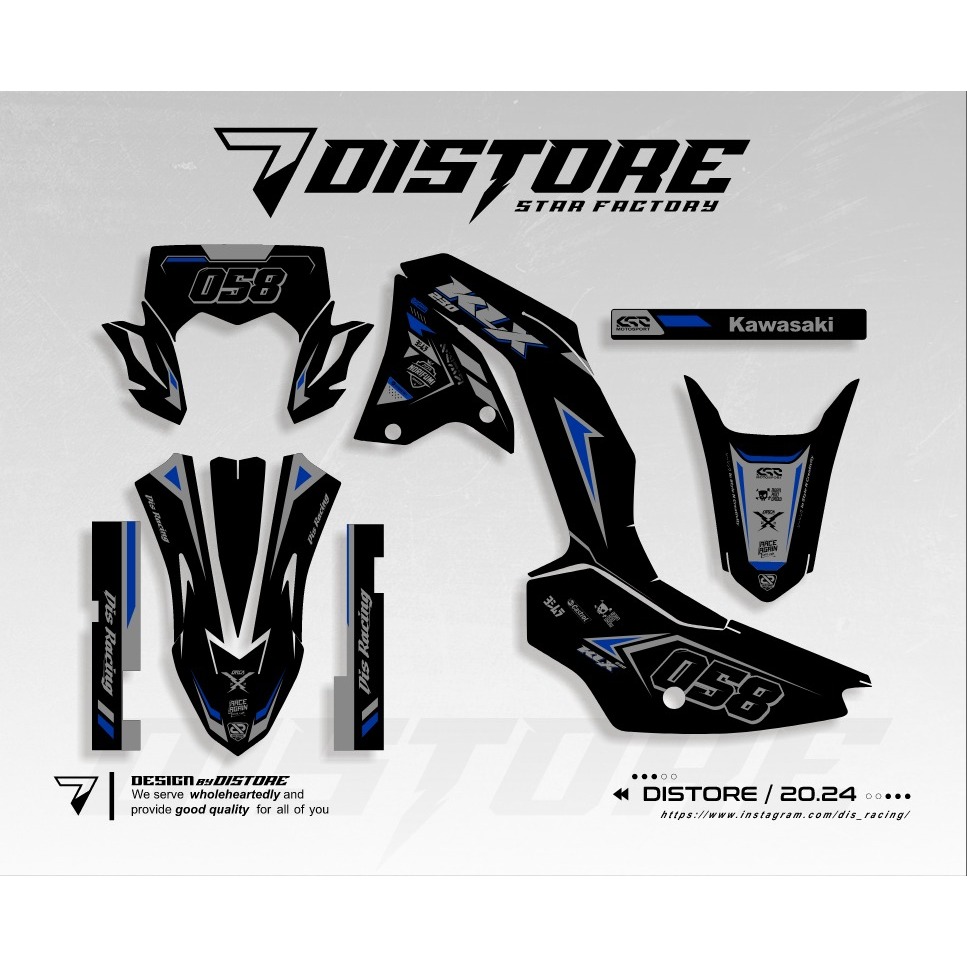 Decal KLX 230 full body HITAM SANGAR