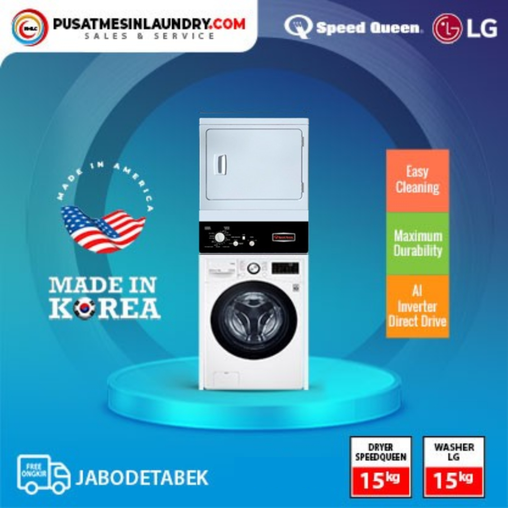 LG Mix Stack Mesin Cuci 15kg & Mesin Pengering Listrik 15kg SPGE15