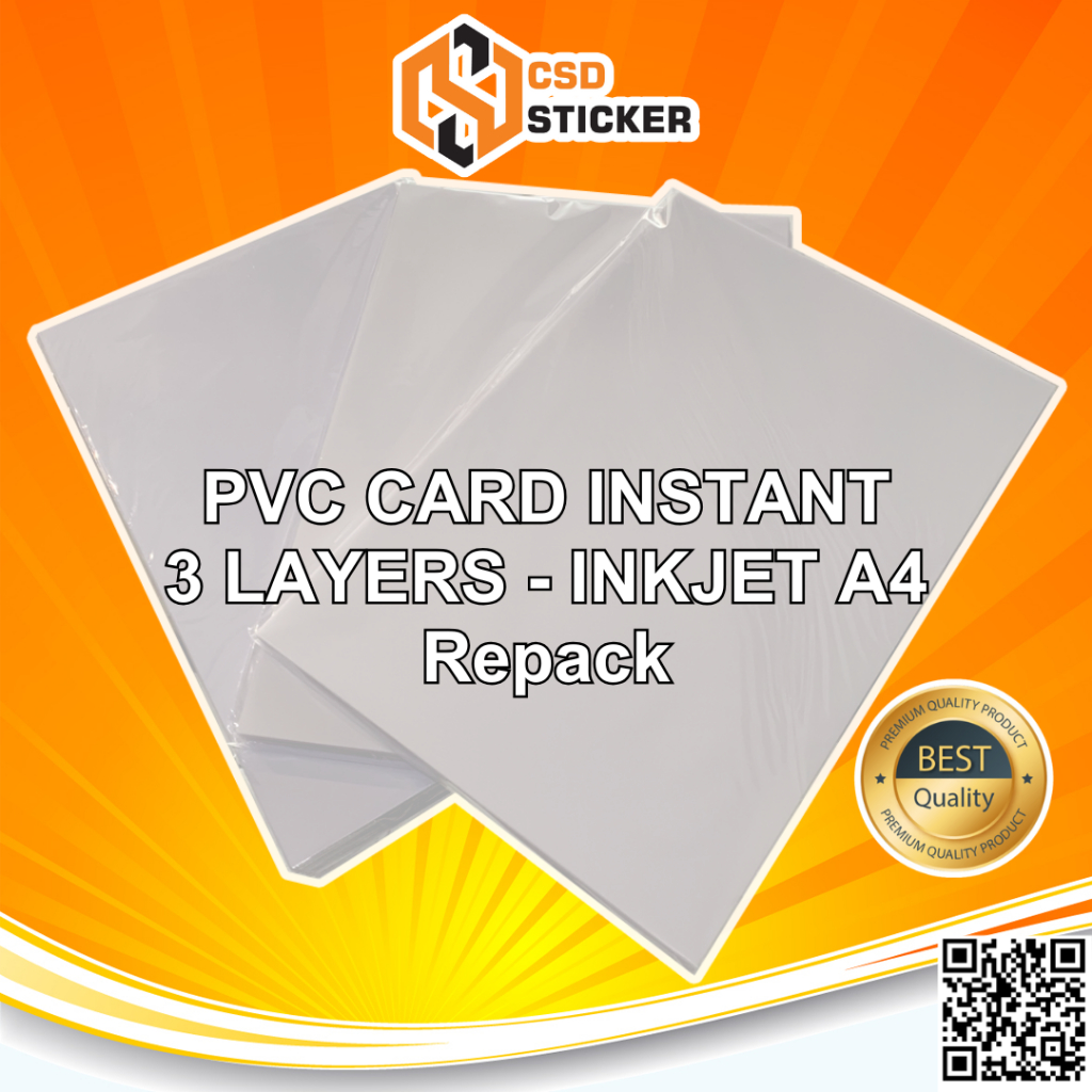 

CSD PVC ID CARD PET Instant Printer Inkjet A4 0,76 mm Dye Pigment Member Card / ATM / Kartu Anggota Repack 5 Set