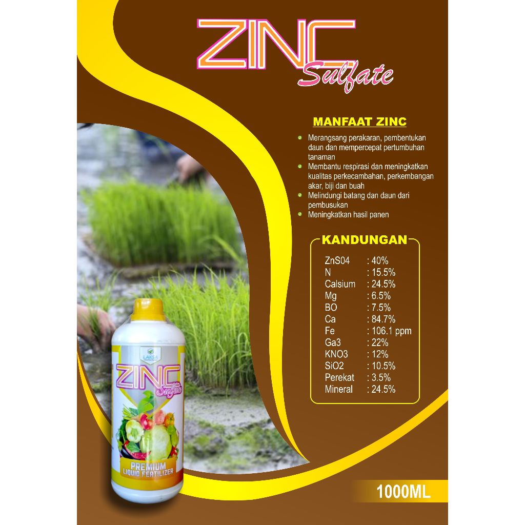 Pupuk asam-asaman pada padi ZINC Sulfate 1000ml