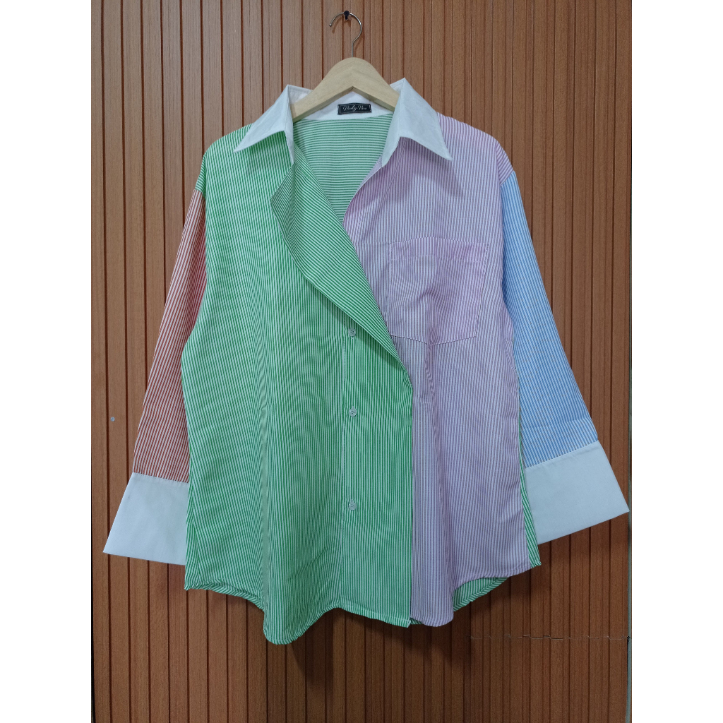 kemeja /salur /stripe/full color/ bangkok /garis-garis Kemeja wanita