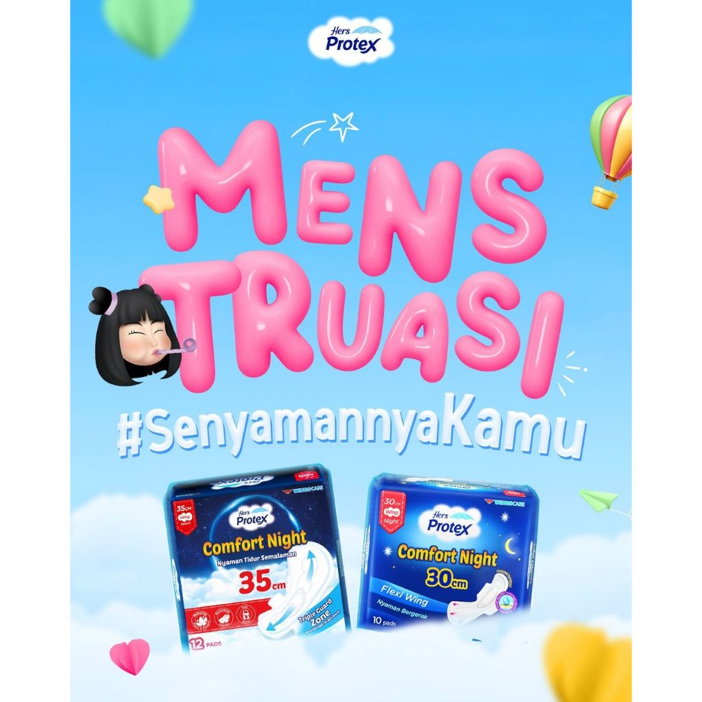 Hers Protex Daily Comfort Night Pembalut Softex Hers Protex Comfort Night Wing 30cm 35cm Pembalut