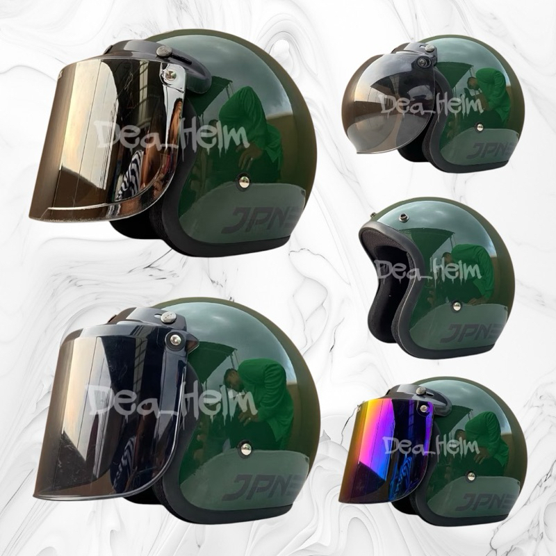 Helm JPN Hijau Army Glossy