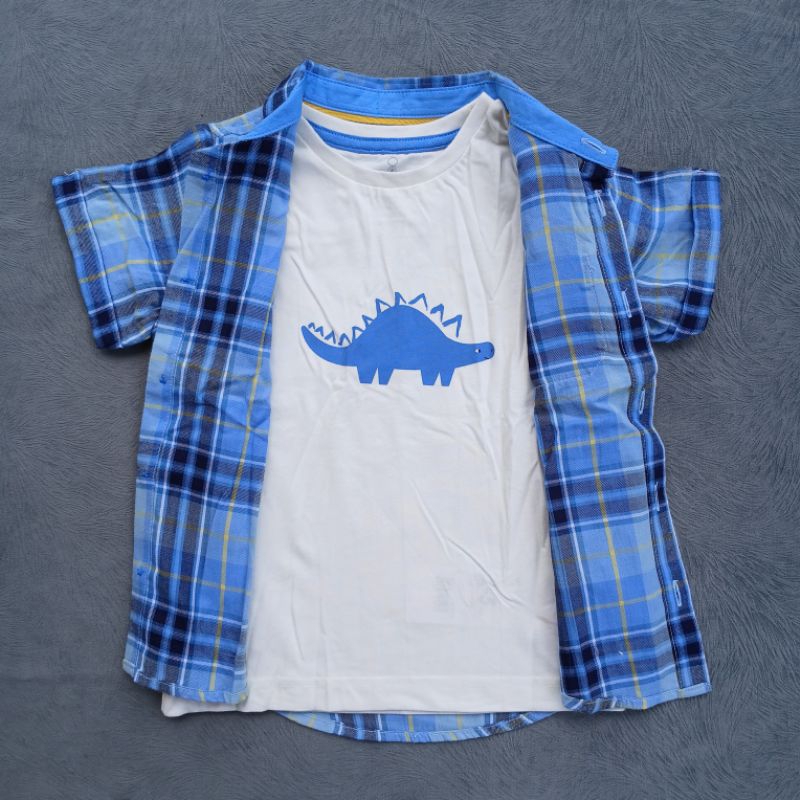 kemeja MOTHERCARE SALE UP TO 50% kemeja+kaos dino biru