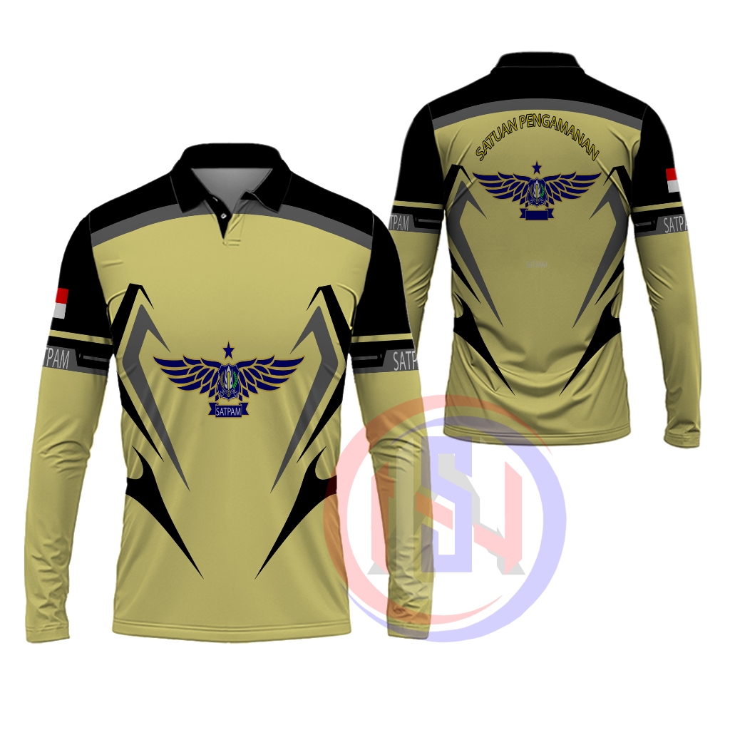 Kaos Polo Jersey Satpam /Baju Security /Kaos Security Pria lengan panjang /Baju Satpam Fullprint