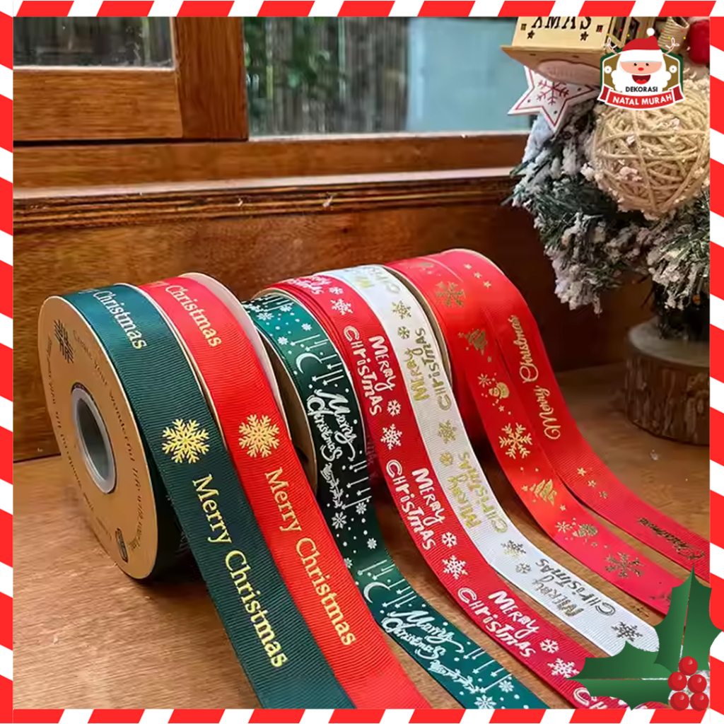 

Pita Natal/ Pita Satin Natal Per Roll 3 Meter Banyak Varian Hiasan Kado Natal