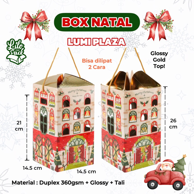 

LUMI PLAZA | Box Hampers Toples Bulat 500gr Natal Kotak Gift Packaging Toples Kue Kering Christmas