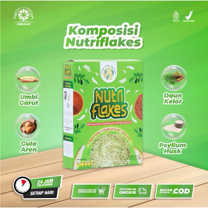 

Nutriflakes Original Sereal Umbi Garut Solusi Atasi Asam Lambung Magh Gerd, Suplemen Makanan Diet