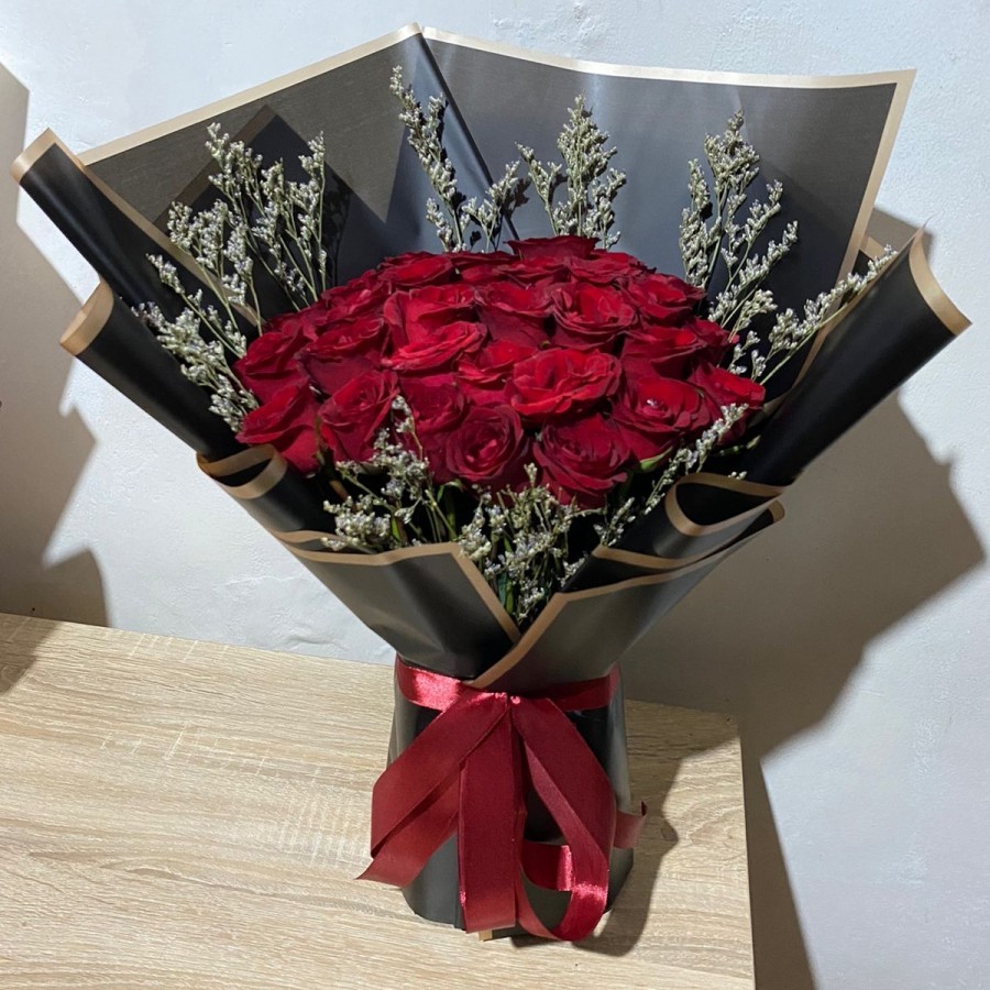 Buket Bunga Mawar Merah Asli, Buket Bunga Segar, Fresh Flowers Bouquet, Buket Pernikahan, Buket Lama