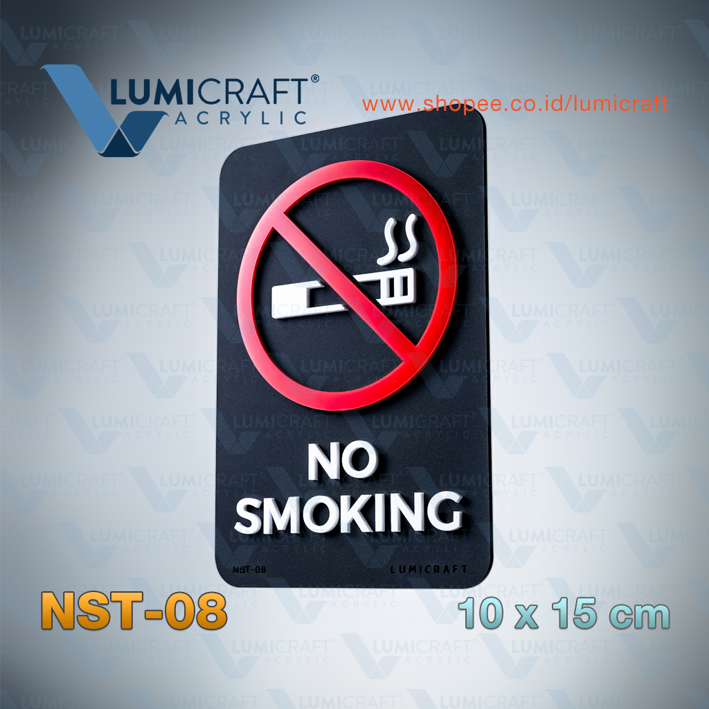 

Sign Acrylic No Smoking / Lambang Dilarang Merokok Akrilik Minimalis Timbul 3D Versi 2 - 10 x 15 cm | Lumicraft NST-08 V2