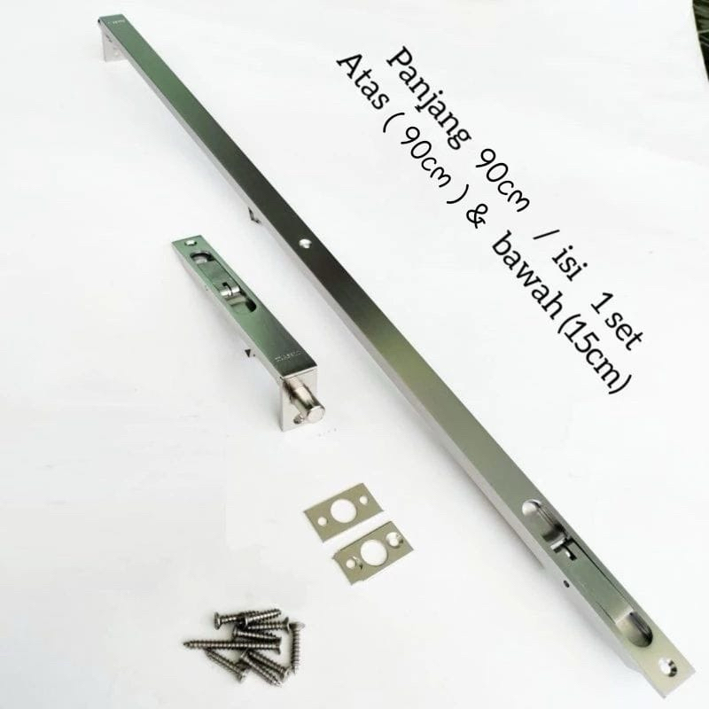 Grendel tanam slot kunci pintu tanam 1 set ( atas panjang 90cm & dan bawah 15cm )