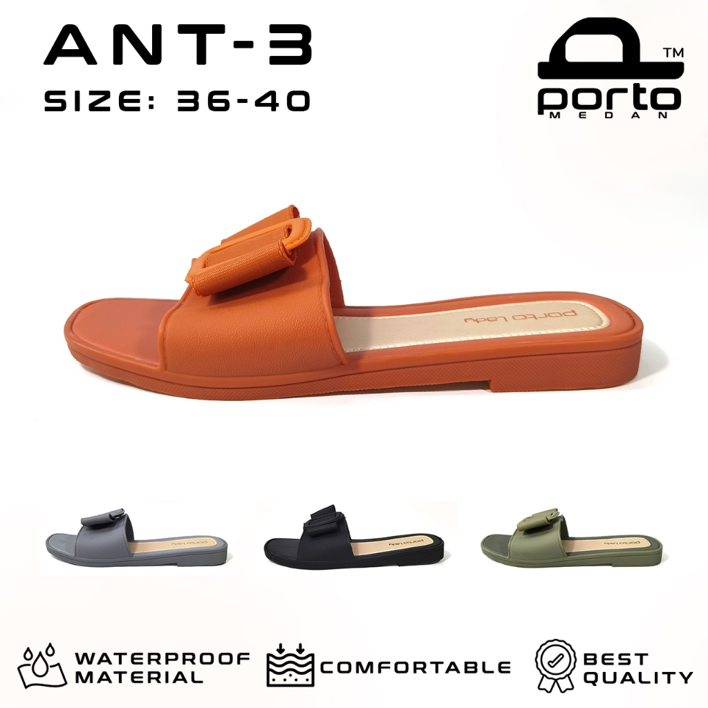 Porto Lady ANT Sandal Selop Flat Wanita Korea Style Kasual Fashion