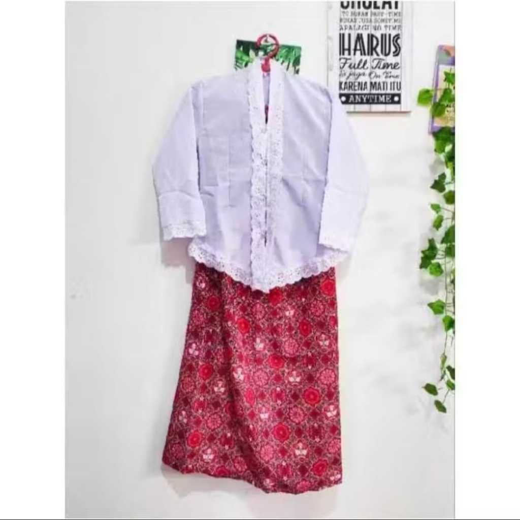 SETELAN KEBAYA ANAK PUTIH MERAH . SERAGAM ANAK SD BAJU ANAK ADAT SD HARI TERTENTU BAJU   KEBAYA SD  
