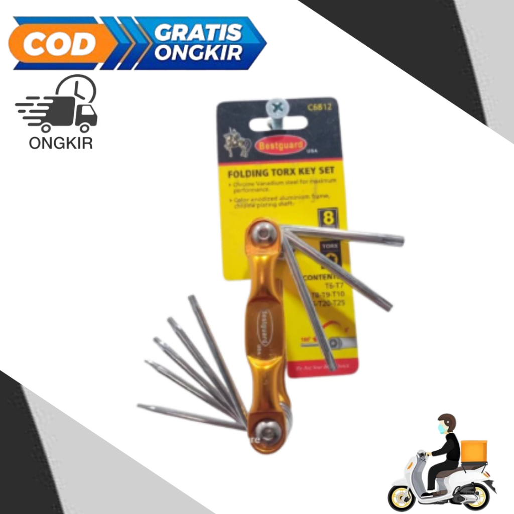 KUNCI L SET LIPAT KUNCI L BINTANG LIPAT 8 in 1 TORX KET SET 8PCS ORIGINAL BESTGUARD