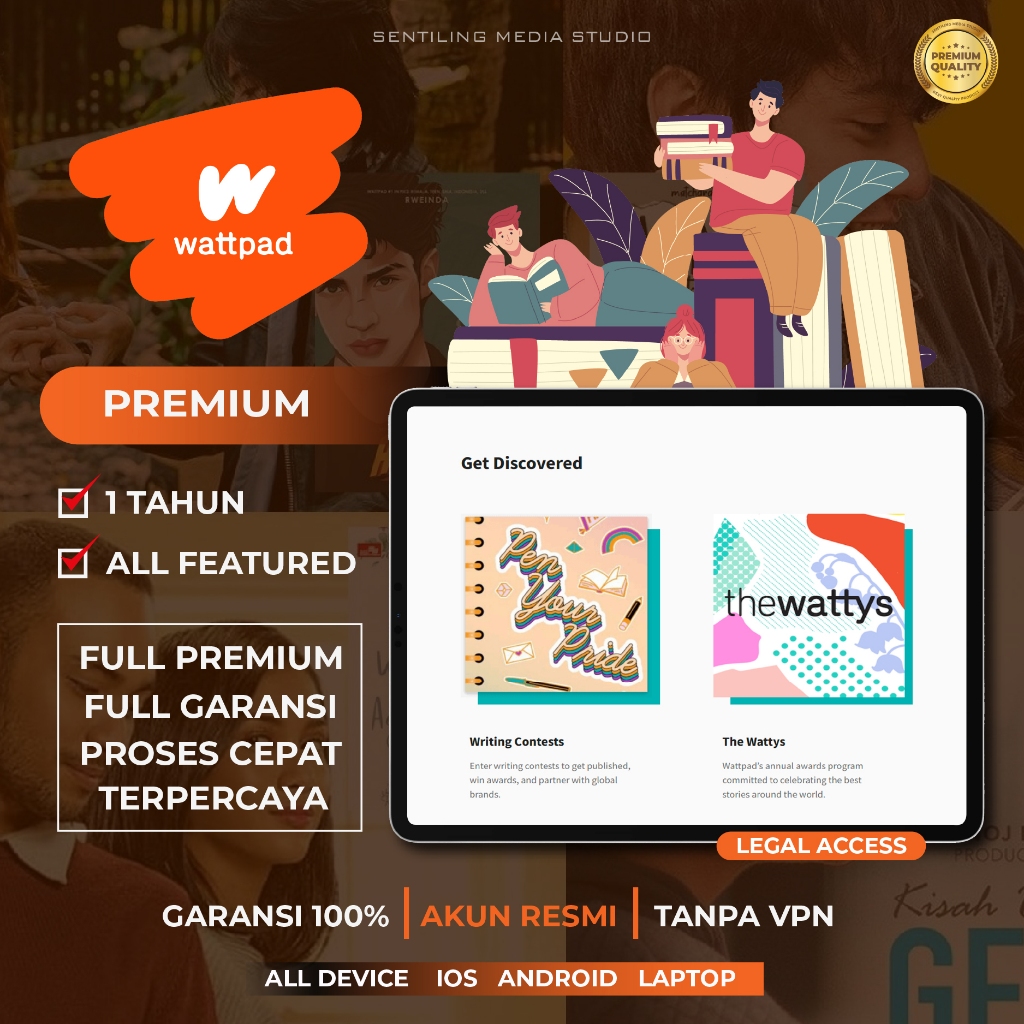 WATTPAD PREMIUM+ 1 TAHUN FULL GARANSI AKTIVASI ALL DEVICE SOFTWARE RESMI