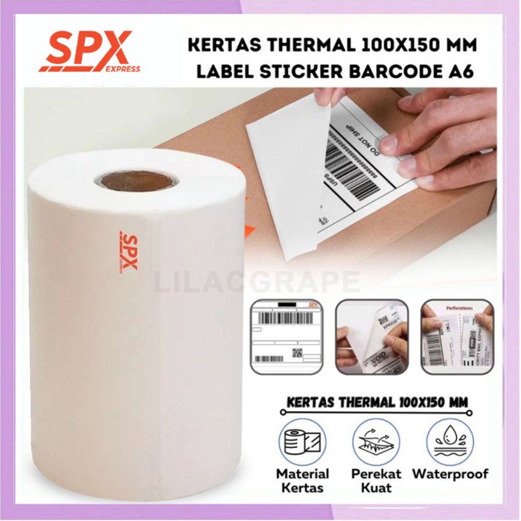 

Kertas Thermal Roll 250 Lembar Ukuran A6 120mm / 150 mm Kertas Label Printer SPX Isi 250 Pcs