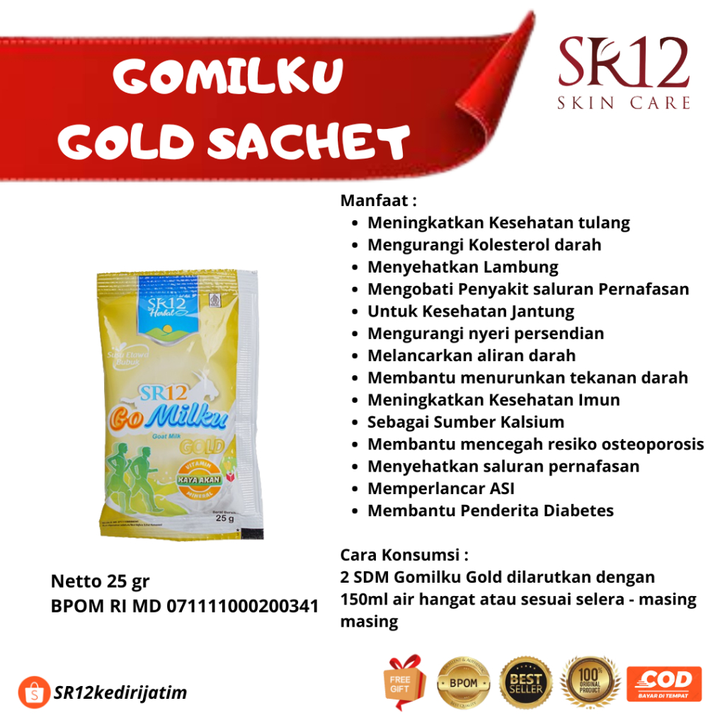 

Gomilku Gold Sachet SR12 Susu Kambing Etawa Rendah Lemak Tinggi Kalsium