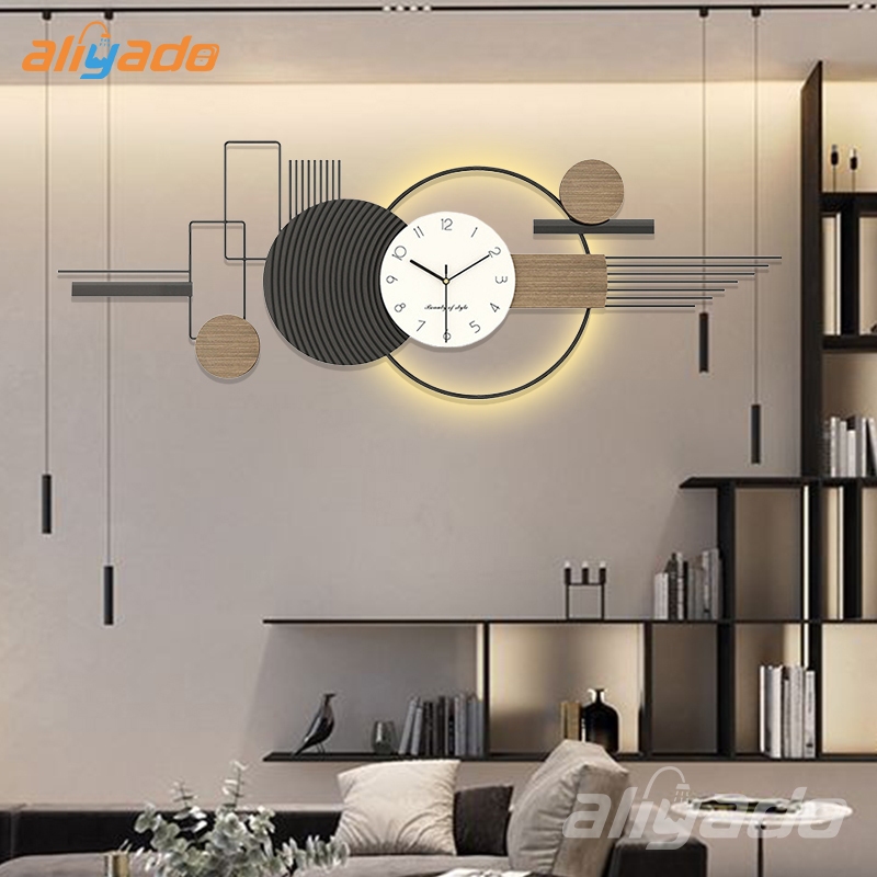 Ada LED LampuJam Dinding LED Lampu Gaya 110 * 35cm Minimalis Hitam dan Putih Jam Dinding Aesthetic