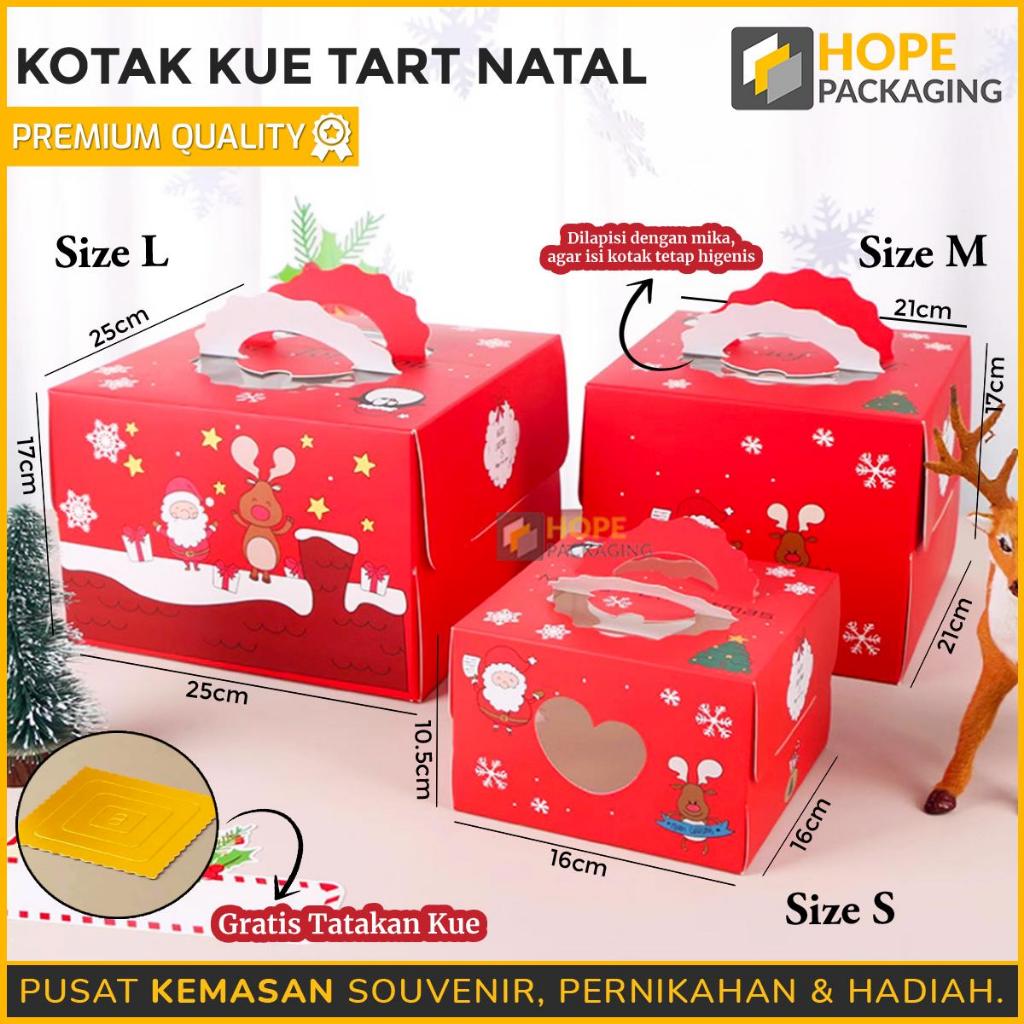 

Kotak Kue Tart Natal + Alas Kue Gold / Box Hampers Kue Natal / Box Cake Tart / Dus Tart Natal