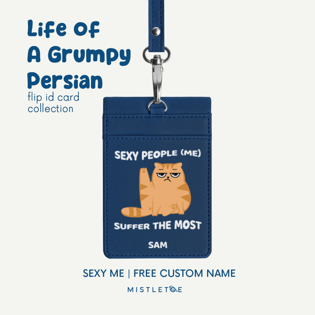 

Life of A Grumpy Cat Custom Flip ID Card Holder - Lanyard - Name Tag