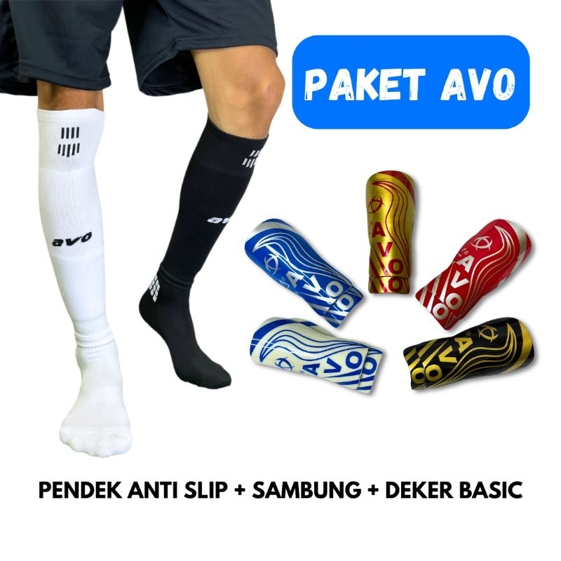 Kaos kaki avo pendek sebetis satu paket kaos kaki sambung deker olahraga futsal sepakbola