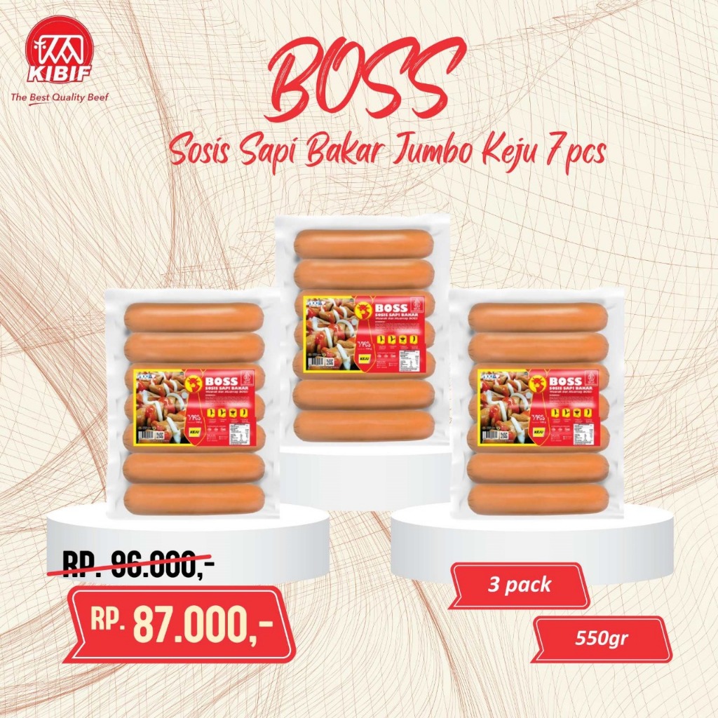 

Boss Sosis Bakar Jumbo Keju isi 7pcs Triple Pack