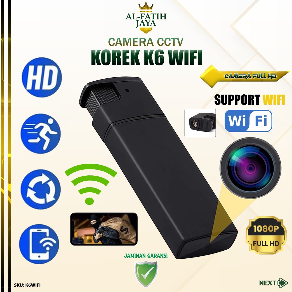 Spy Camera Mini Unik K6 Wifi V18 IP Kamera Korek Lighter Elektrik Wireless Full HD 1080P Hidden Spyc