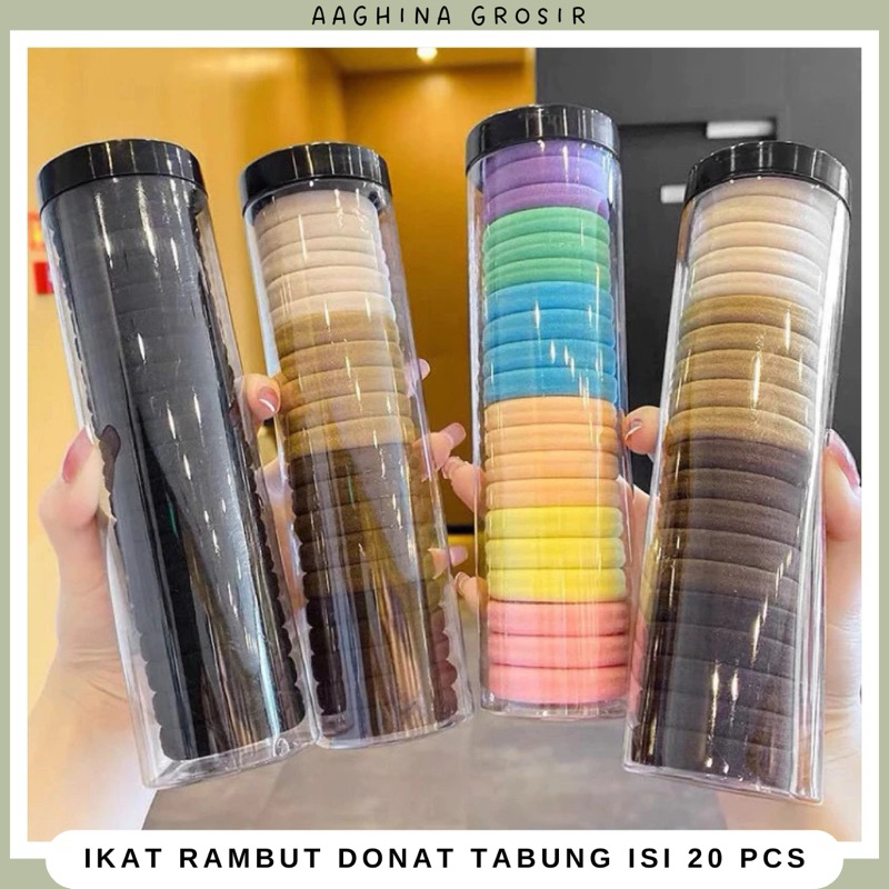 IKAT RAMBUT DONAT TABUNG ISI 20 PCS - IKAT RAMBUT KARET ISI 50 PCS - IKAT RAMBUT ANAK / MINI ISI 50 