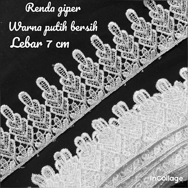 PER METER RENDA GIFER WARNA PUTIH TULANG LEBAR 7CM