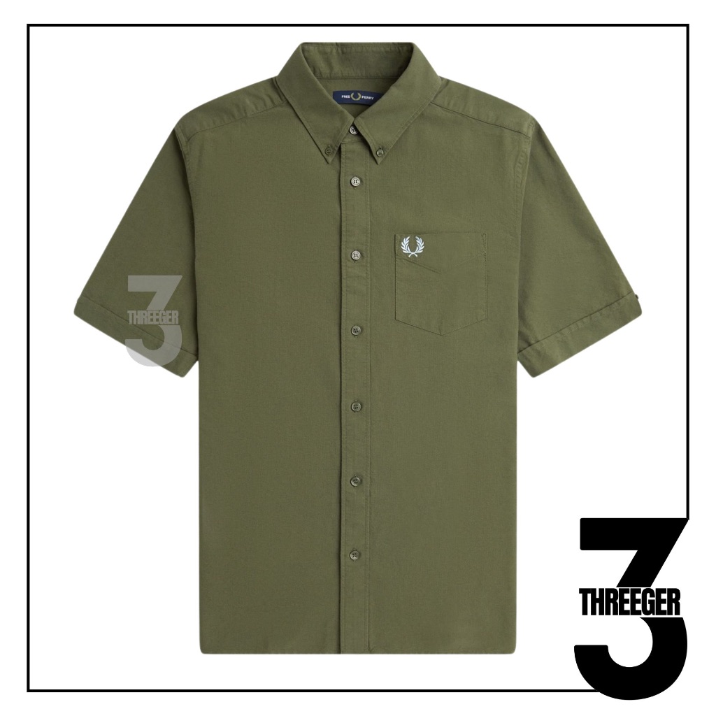 Fred Perry Oxford Short Sleeve Shirt Green Original / Kemeja Fred Perry Original