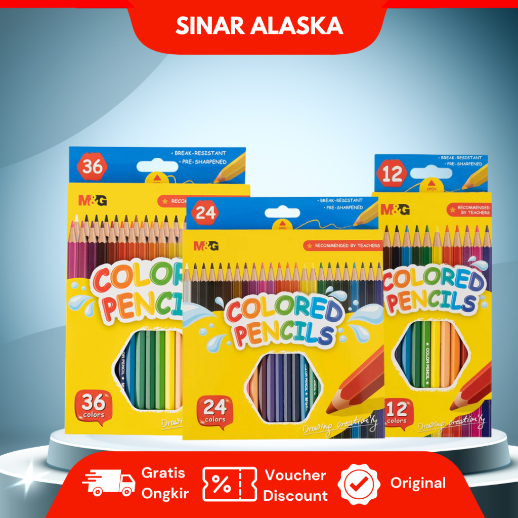 

M&G Colored Pencils/ Pensil Warna Anak Bentuk Hexagon 12 24 36 Warna Cerah