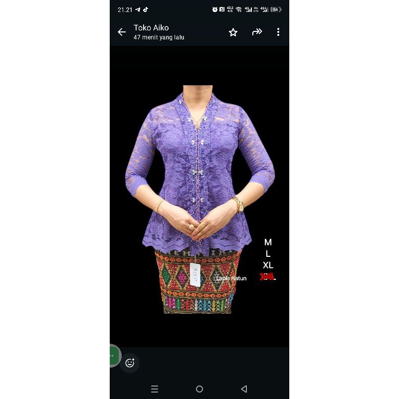 Atasan Brokat Kartini Payet Mewah
