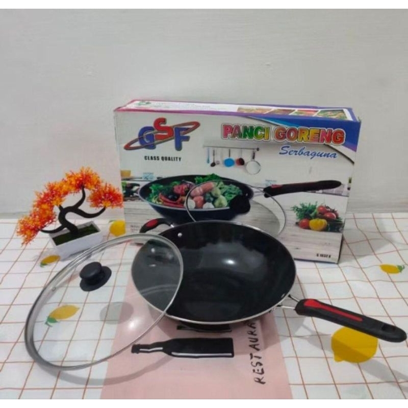 Panci goreng single + tutup kaca gsf