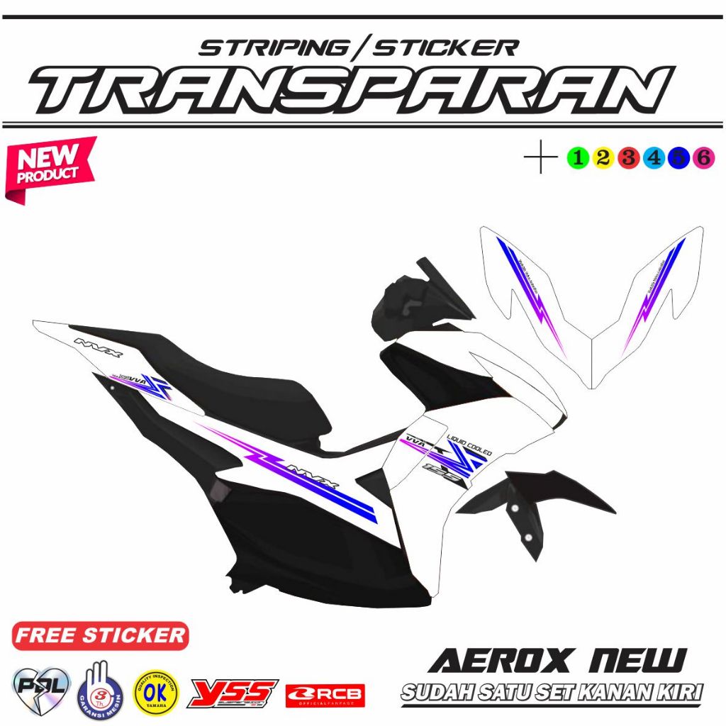 Sticker Transparan Uv Aerox New Design Terbaru Simple Striping Bening
