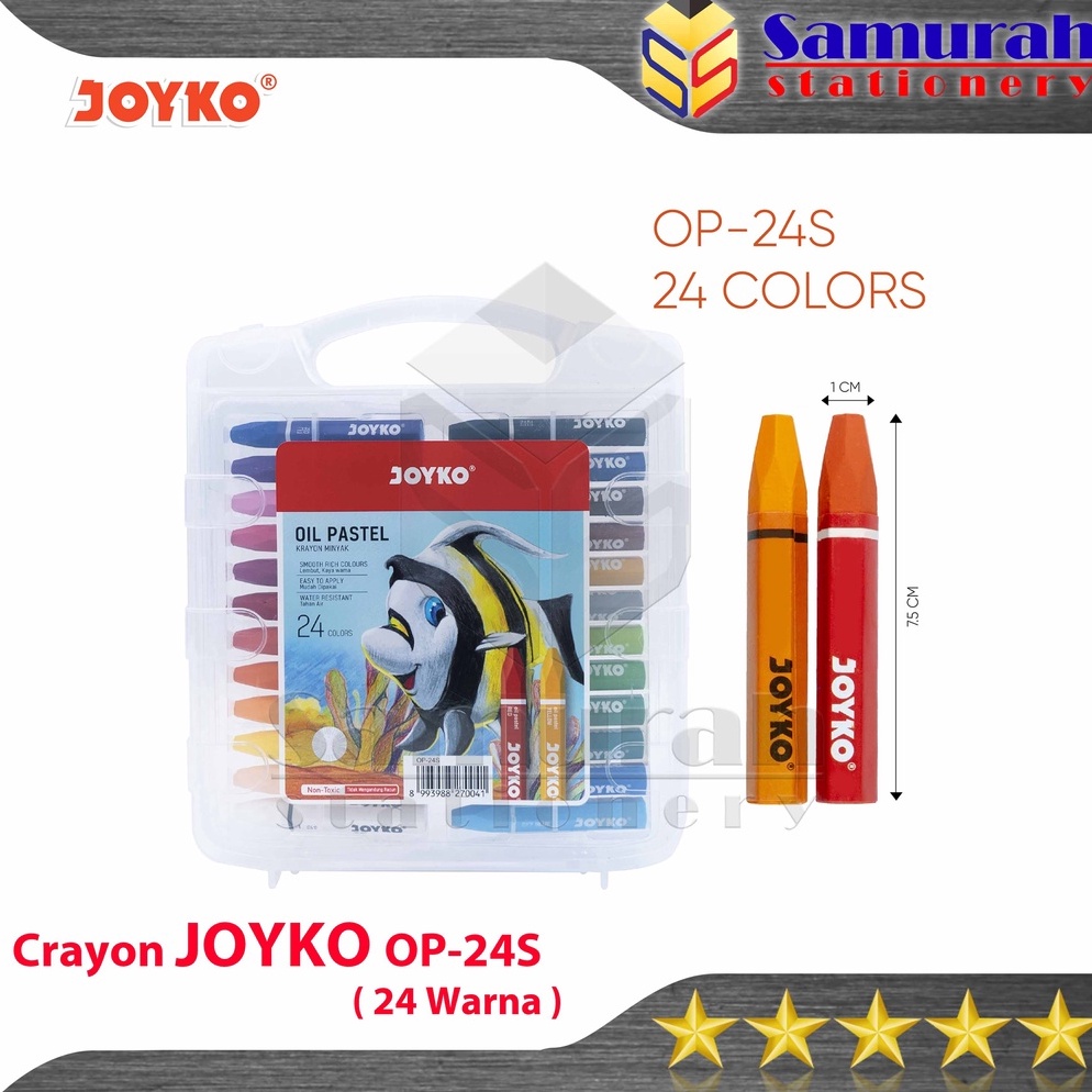 

KODE J7V Crayon Joyko OP24s Krayon Minyak isi 24 Warna Oil Pastel OP 24S For Drawing Water Resistant Non Toxic
