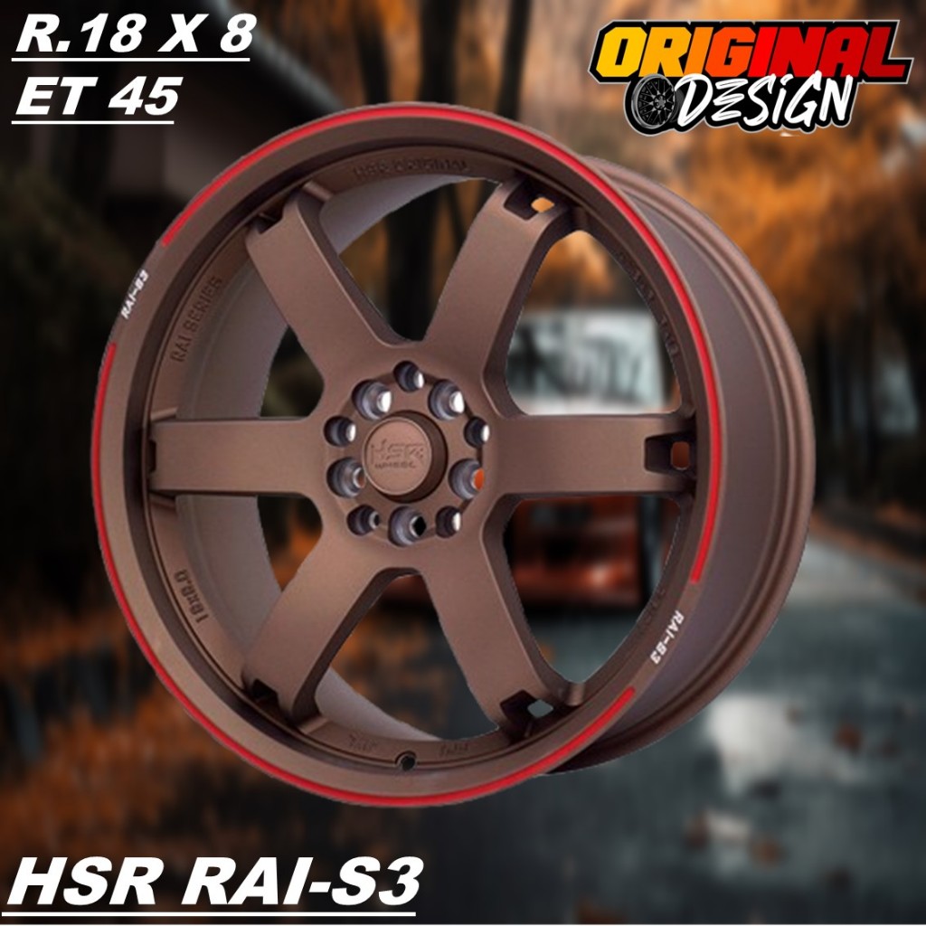 HSR RAI S3 R18 untuk mobil XTRAIL, CAPTIVA, MAZDA 5, velg mobil ring 18 palang 6