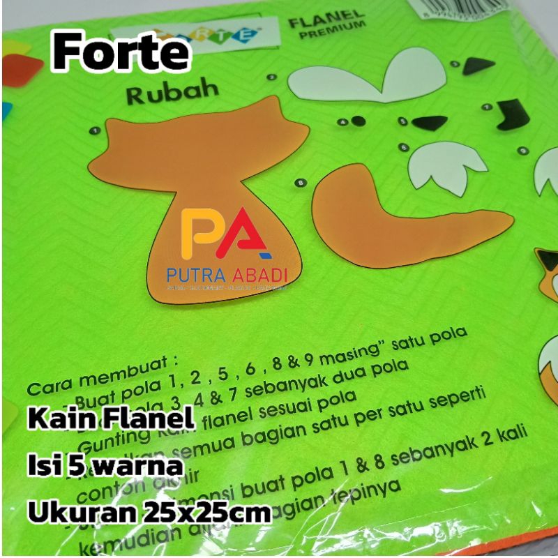 

1 Pak (5 Lembar) Kain Flanel Merk Forte 25X25 / Kain Kerajinan DIY Ketrampilan Flanel