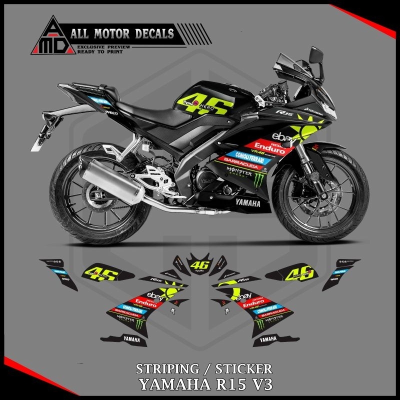 Striping Yamaha R15 V3 Livery Pertamina Enduro / Sticker Motor R15 Versi Ke 3 / Decal R15 155 V3 / C