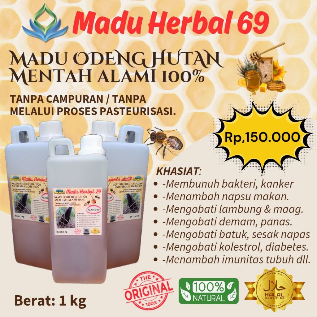 

PROMO: Madu Herbal69, Madu Asli Odeng Hutan Baduy 1kg, menambah imunitas tubuh