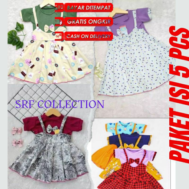 DRESS BAJU KODOK ANAK ISI (5PCS)/DRESS PAKAIAN ANAK PEREMPUAN/BAJU ANAK TERMURAH