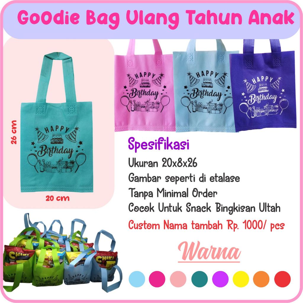 

Goodie Bag Ulang Tahun Anak Custom Nama Gambar Uk 20x26 bisa Request Premium